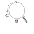 thumbnail image 2 of Delight Jewelry Silvertone Owl with Hot Pink & Lime Green Crystal Eyes Silvertone Dream Big Charm Bracelet, 7.5+2" Extender, 2 of 4
