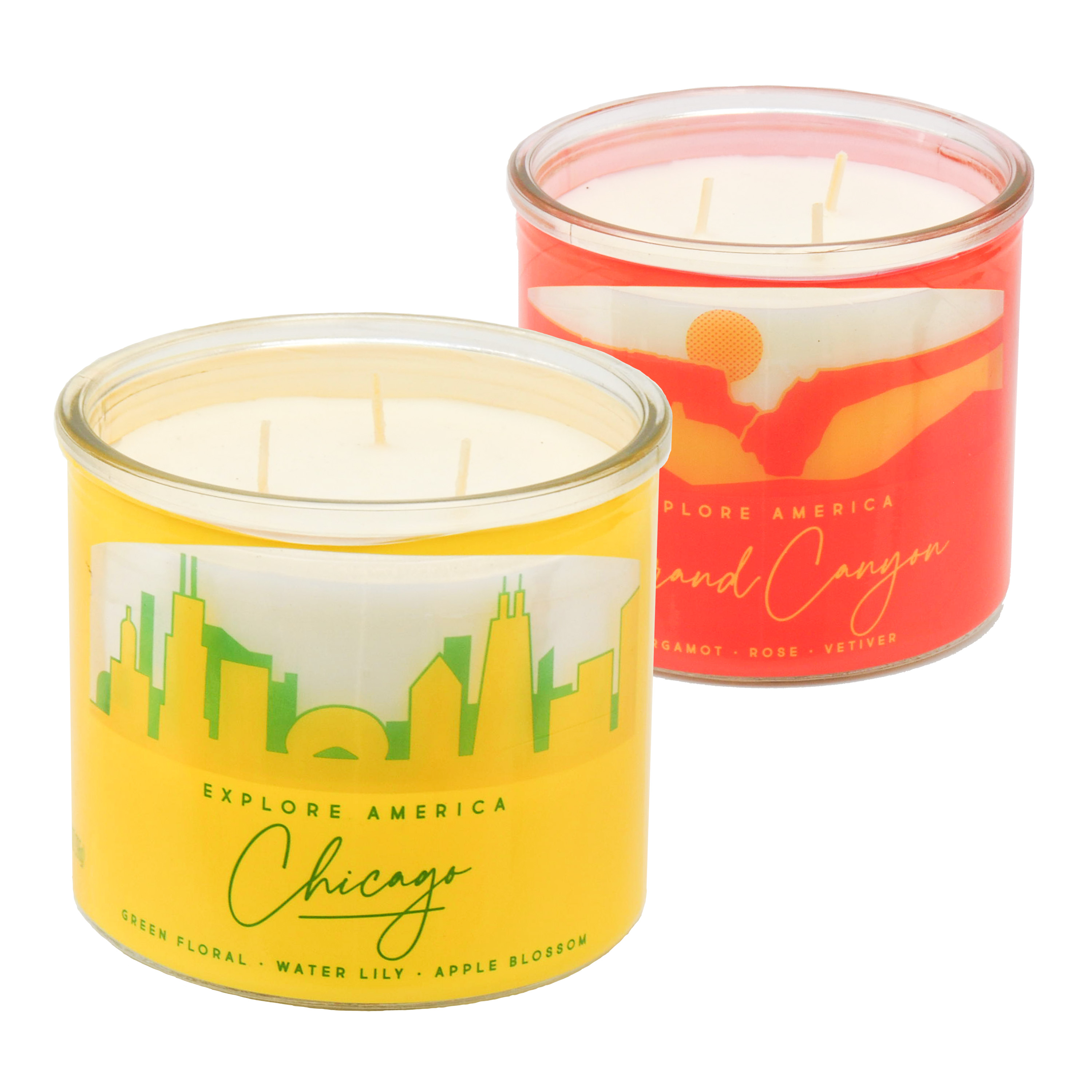 Mainstays 3-Wick 14 oz Scented Container Candles, Chicago and Grand Canyon, 2-Pack