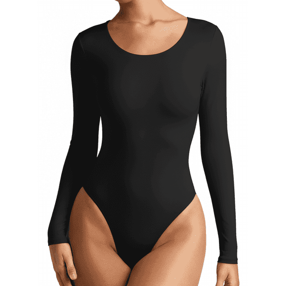 Women's Bodysuits Long Sleeve Body Suit Crew Neck Basic T-Shirt Tops