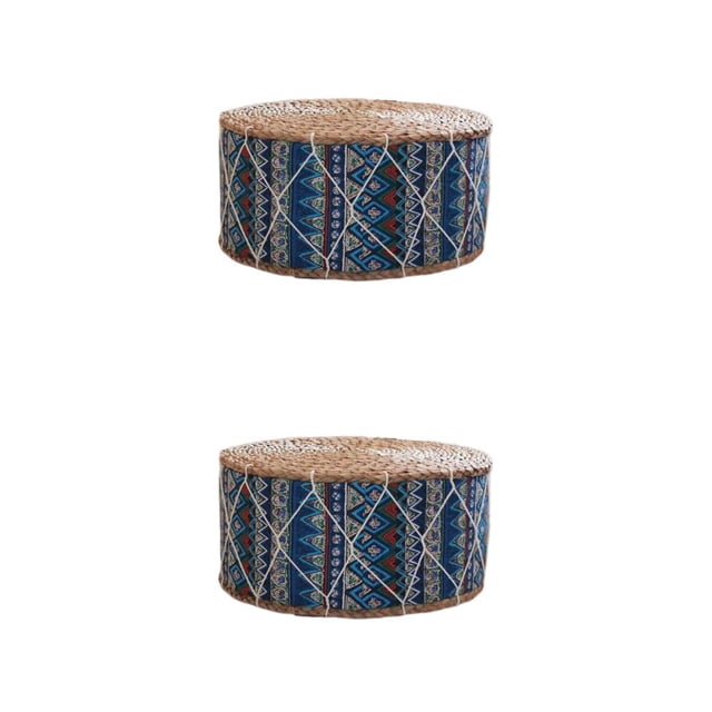 Injueey Futón de paja hecho a mano Almohada de piso Cojín de meditación Taburete Puf Type1 NO1