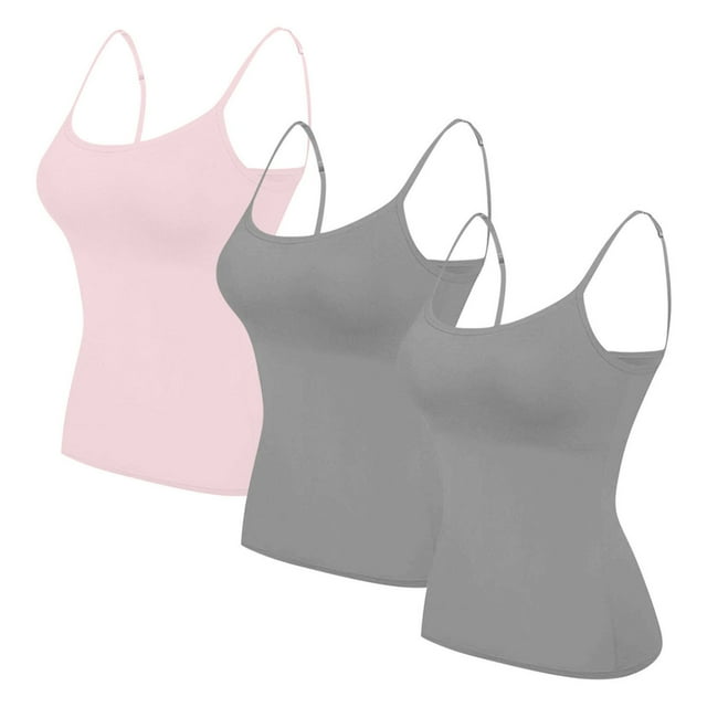 Timegard Plus Size Tank Tops for Women 3pc Spaghetti Strap Camis Slim Comfy Solid Color Sleeveless Top