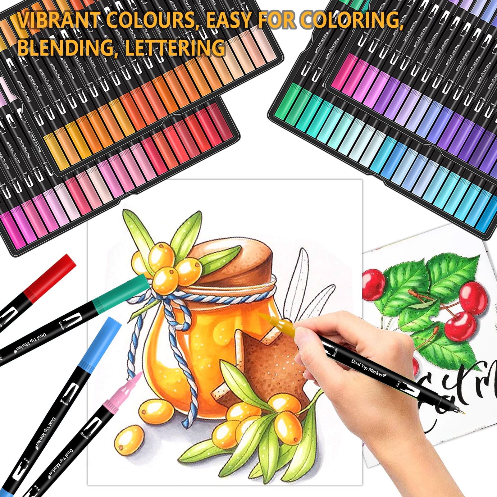 BEMLP Watercolor Dual Brush Marker Soft Flexible Tips for Drawing