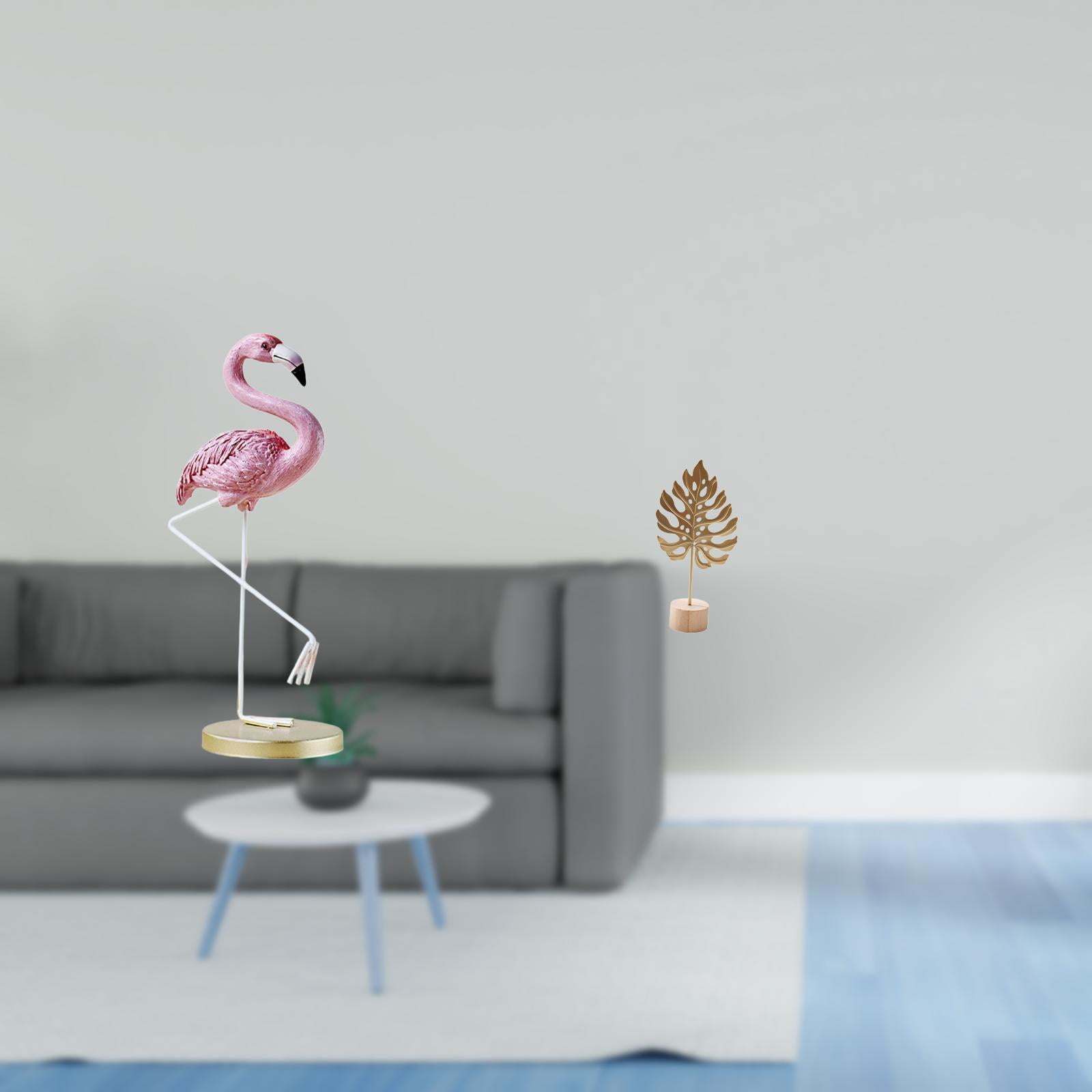 Flamingo Resin Statue Metal Leaf Sculpture Bird Figurine Artistic Resin Craft for Garden Lawn Home Decor