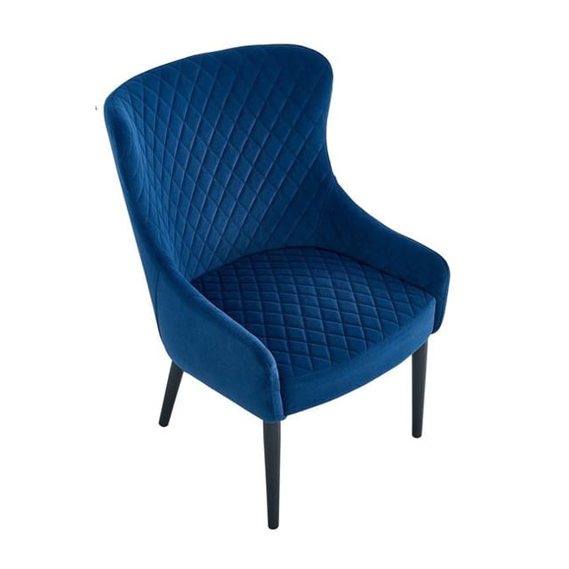 BM243349 Benjara Chaise d'Appoint à Dossier Courbé et Couture Diamant, Bleu