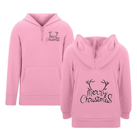 Christmas Girls Boys Hoodie Christmas Pattern Long Sleeve Shirt Top with Pocket Oversized Hoodies Hoodie Sweatershirt 9-10 Years
