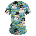thumbnail image 4 of Stichou Womens Christmas Scrubs Tops with Pockets Santa Graphic Nursing Uniform Short Sleeve Holiday V Neck Fashion Stretchy Scrub Plus Size Sky Blue 4XL, 4 of 4
