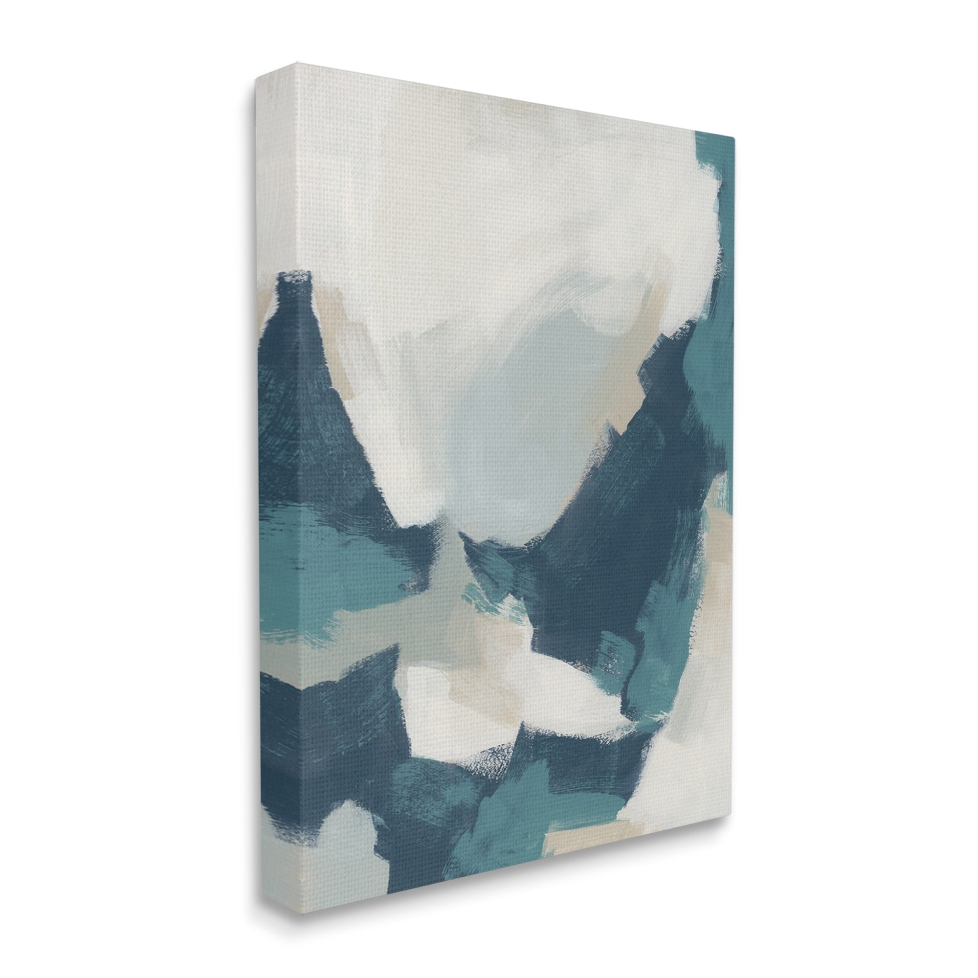 Stupell Brushed Abstract Blue & Beige Abstract Painting Gallery Wrapped Canvas Print Wall Art