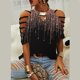 thumbnail image 2 of Sexy mujer Casual impreso media manga Halter collar Clod hombro pulóver blusa camiseta Tops Fridja bn1672, 2 of 5