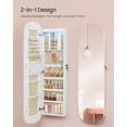 thumbnail image 4 of SONGMICS Jewelry Organizer, LED Jewelry Cabinet Wal, Lockable Rounded Wide Mirror with Storage, Interior Mirror, White Surface with Greige, 4 of 6