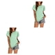 thumbnail image 4 of Camiseta informal Minnieouse para mujer blusa calada de manga corta con volantes Verde claro XXL 2Conjunto, 4 of 6
