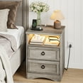 thumbnail image 4 of LGHM 3 Piece Bedroom Dresser Set, 7 Drawer Dresser, 2 Drawers Nightstand set of 2, with LED Lights, Gray Wash, 4 of 11