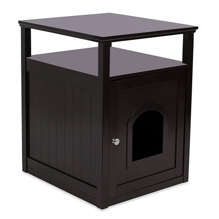 Internet's Best Decorative Cat House & Side Table with Storage Shelf | Cat Home Nightstand | Indoor Pet Crate | Litter Box Enclosure