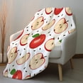 thumbnail image 5 of 1pc Red Apple Slice Plush Blanket - Soft Flannel Bedspread with Cute Pink & Green Apple Pattern, All-Season Cozy ' Bed Cover for &, Machine Washable Couch/Office/Nap Blanket, Gift (White Background), 5 of 7