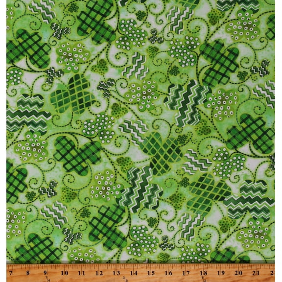 Cotton Lucky Days Clovers Saint Patrick's Day Holiday Patterned Green Cotton Fabric Print by the Yard (AHVD-22180-420-CLOVER) Robert Kaufman