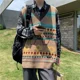 thumbnail image 3 of Suéter para hombre, chaleco informal con cuello en V, chalecos de punto estampados para hombre, diseñador, moda coreana barata, reseñas de ropa suave, top Harajuku, 3 of 5