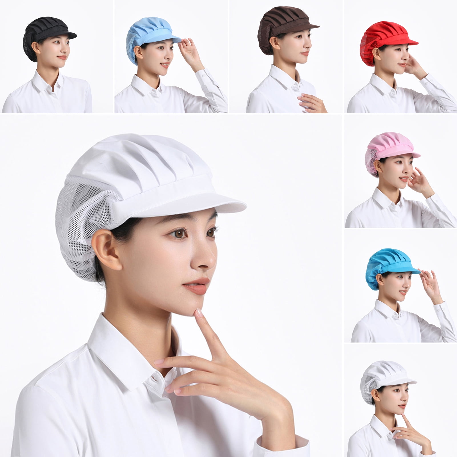 AYYUFE 6PCS Breathable Mesh Working Hat Super Soft High Elastic Washable Lightweight Women Men Hair Cover Cap Workshop Hat,Light Blue