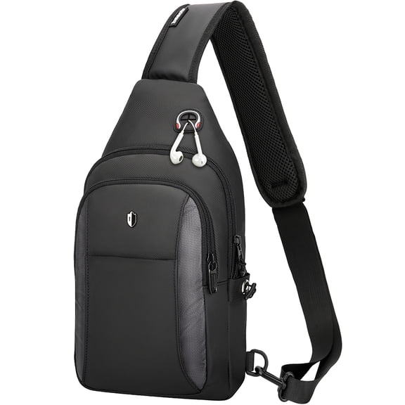 Sling Bag for Men, Anti Theft Crossbody Bag with Lockable Zipper, Water Resistant Chest Bag Fits 11β iPad & Switch 2, Lightweight Sling Backpack for Travel, Work & Commuting