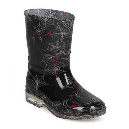 EC19 Boys Spider Web Jelly Round Toe Pull On Rain Boot (Best Booty On The Web)