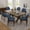 Blue, variant on Wooden Dining Chairs, Linen Upholstered Dining Room Chairs with Solid Rubberwood Legs, Set of 2, Beige