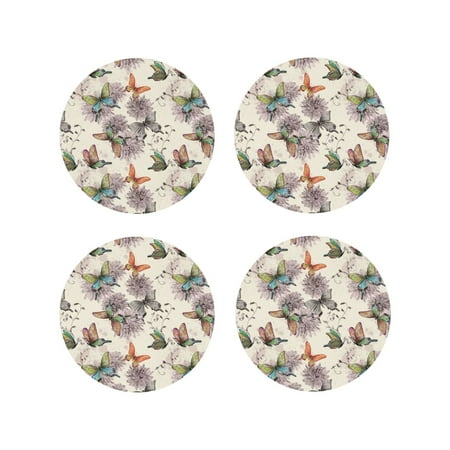 

Drink Coasters Set of 4 Flying Butterflies-1 Leather Coasters for Coffee Table Protector Heat Resistant Cute Coasters for Home Decor Housewarming Gifts Bar Kitchen 4 Inch Round Shape