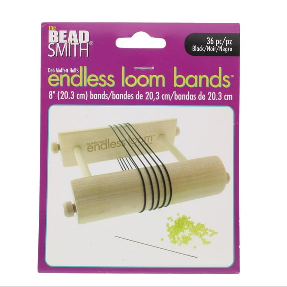 Deb Moffett-Hall’s Endless Loom Bands, 8 Inches Diameter, Pack of 36 Pieces, Black Color, Use with The Endless Loom