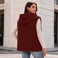 thumbnail image 5 of Cmfcve Womens Plus Size Winter Hooded Quilted Faux Suede Vest Full Zip Sleeveless Jacket Casual Warm Padded Outerwear, 5 of 8