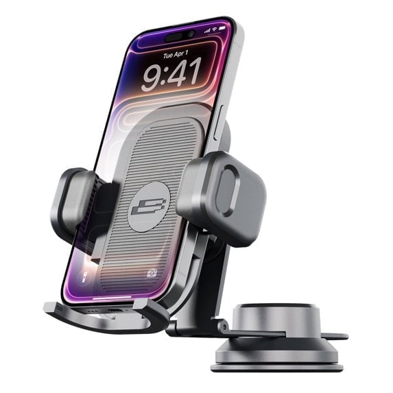 Bracketron Tripgrip Pro Car Phone Mount, 3-in-1 Windshield and Dash Holder with Temperbond Nanogel Suction, 360° Rotation, Extendable Arm, One-Hand Operation