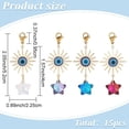 thumbnail image 2 of 15 colgantes de latón de 3 colores con clip, diseño de eclipse solar, con estrellas de cristal y cierres de langosta. Colgantes de la suerte., 2 of 7