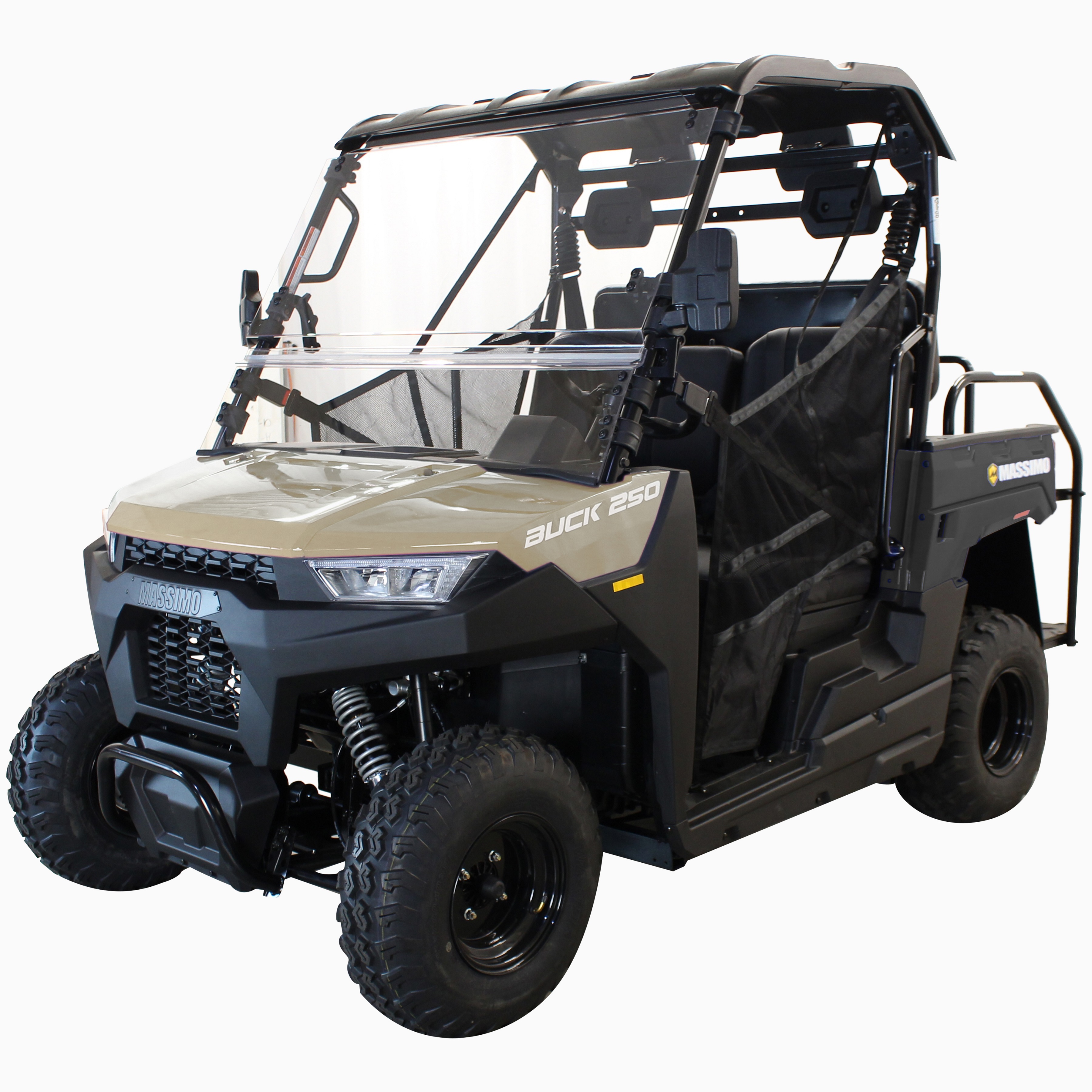 Massimo Buck 250X Golf 4Seater EFI w/Roof, Windshield, 2WD UTV/Golf Cart 1yr Warranty (Sand
