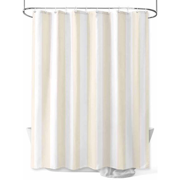 Fsddascl Cream Striped Shower Curtain Set - 48" x 72" Washable Bathtub Curtain with 12 Hooks, Modern Farmhouse Cream White Stripes Waterproof Fabric Stall Shower Curtains for Bathroom/Bathtub Décor