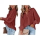 thumbnail image 3 of Blusa de Larga con Botones y Estampado de Farol para Mujer, Estilo Casual, 2025 Vino Tinto XL, 3 of 7