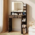 thumbnail image 2 of Akaber Makeup Vanity Desk with Mirror and Lights, 26.5" Small Vanity with Large Drawer and 6 Level Storage, Brown Vanity with 3 Color Lighting Modes, 2 of 6