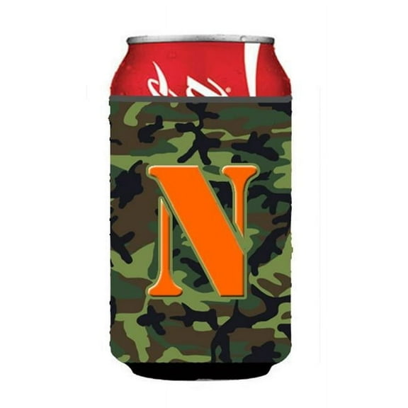 Letter N Monogram - Camo Green Can or Bottle Hugger