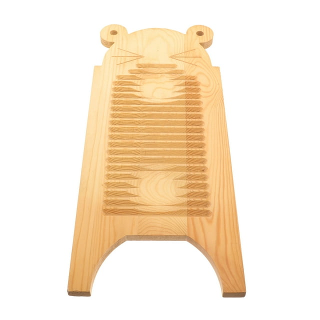 Minkissy Antiskid Mini Washboard Wood Laundry Board Khaki 1Set for Hand Washing