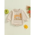 thumbnail image 2 of Newborn Baby Girls Halloween Clothes Pumpkin Patch Oversized Sweatshirt Romper Jumpsuit One Piece Fall Outfits 0-18M, 2 of 8