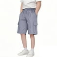 thumbnail image 2 of Plebaso Boys Girls Summer Casual Shorts Knee Length Cargo Shorts Loose Plain Wide Leg Shorts for Kids, 2 of 7