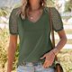 thumbnail image 1 of Top de punto con cuello en V Higoodz para mujer con encaje poliéster suave, 1 of 5