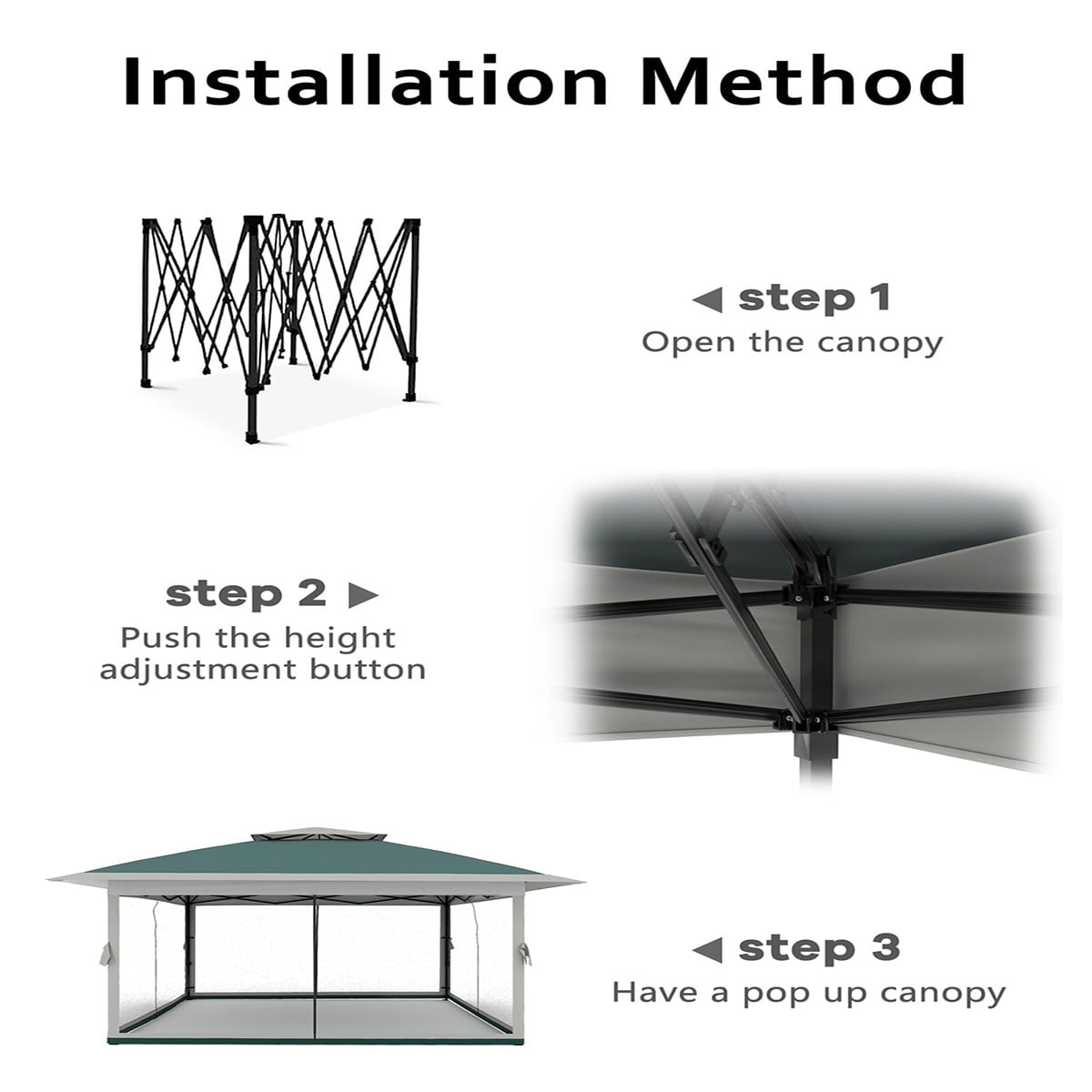 Ataucjin 13x13  Gazebo, Outdoor Canopy Tent with Mosquito Net, Height Adjustable Canopy Gazebo, Large Shade Tent for Camping, Lawn, Backyard, Garden, Patio