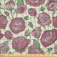 thumbnail image 2 of Ambesonne Pink Floral Fabric by the Yard Microfiber, Detailed Austin Flowers, 3 Yards, Dried Rose Ivory Green, 2 of 2