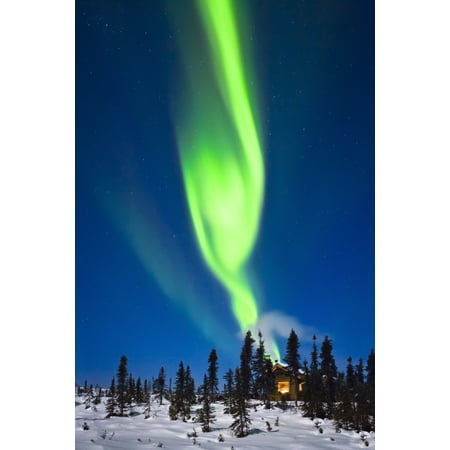 Aurora Over Cabin In The White Mountain Recreation Area During Winter In Interior Alaska Canvas Art - Kevin Smith Design Pics (11 x 17)