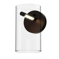 E26380-18BK ET2 Lighting Polo - 7W 1 LED Wall Sconce-9 Inches Tall and 5 Inches Wide-Black Finish-Clear Glass Color