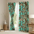thumbnail image 3 of Rustic Lodge Window Curtain Set of 2 Panels,Farmhouse Woods Teal Camouflage Camo Window Curtain,Jungle Trees Brown Maple Leaves Nature Curtain for Teens Adults Bedroom Decor,42Wx84L Inches, 3 of 6