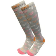 Plus Size Wide Calf Grey Hearts All Over Graduated 15-20mmHG Knee High Compression Support Socks For Men & Women
