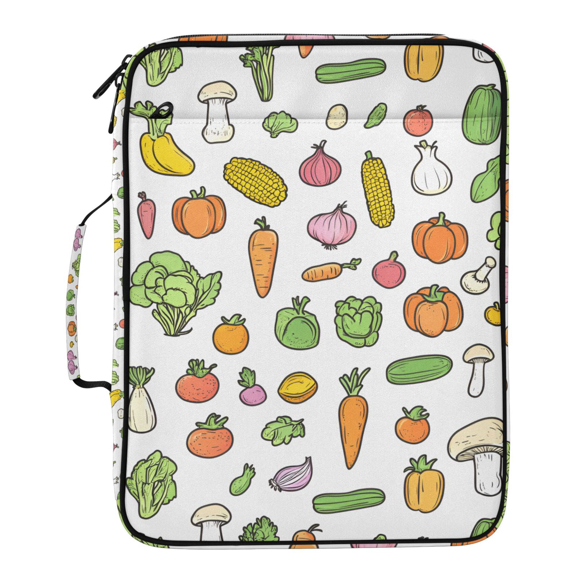 FORMRS Accordion File Folder A4 Size 7-Pocket Expanding Document Organizer Bag with 3 Ring Binder, Green Vegetables Pattern