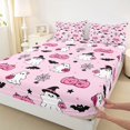 thumbnail image 4 of Manfei Cartoon Cute Ghost Queen Sheets,Skull With Roses Halloween Queen Sheet Sets,4pcs,1 Flat Sheet,1 Fitted Sheet and 2 Pillowcases, 4 of 6