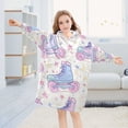 thumbnail image 5 of FORMRS Wearable Blanket Hoodie with Sleeves for Kids Cozy Flannel Sweatshirt, Pink Skates, 5 of 7