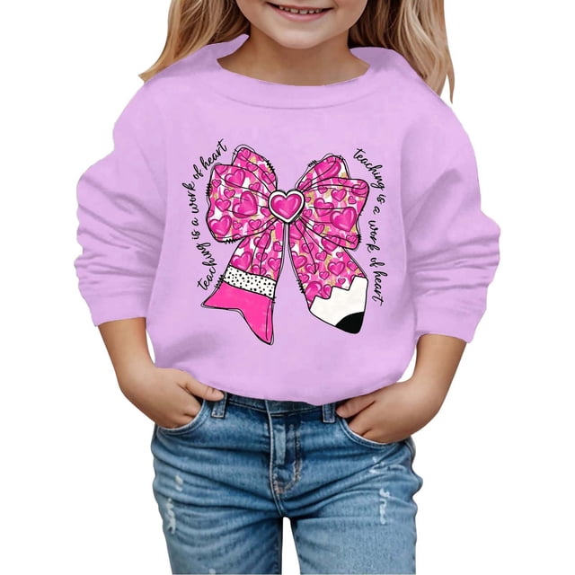 Chandail en Molleton Garçon Manches Longues Imprimé Col Rond Mignon Chandail Décontracté Vêtements d'Hiver pour Filles 3-4 Ans