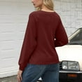 thumbnail image 5 of ZHYou Womens Belted Long Sleeve Sweatshirts,Crew Neck,Casual,Pullover Tops,with Waist Tie,Soft Tees,Wine,Size S, 5 of 6