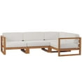 thumbnail image 2 of Modway Upland Outdoor Patio Teak Wood 4-Piece Sectional Sofa Set in Natural White, 2 of 10
