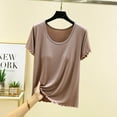 thumbnail image 2 of GPOECD Women's Bralette Built-in Shelf Bra T-Shirt Lightweight Comfortable Staple Basic Top for Streetwear Z80-Khaki,XXL, 2 of 5